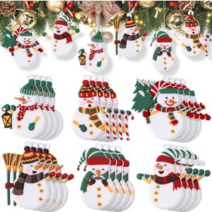 Zhanmai 24 Pieces Christmas Snowman Ornaments for Christmas Tree Decorations Cute Xmas Hanging Ornaments Traditional Xmas Tree Party Decors