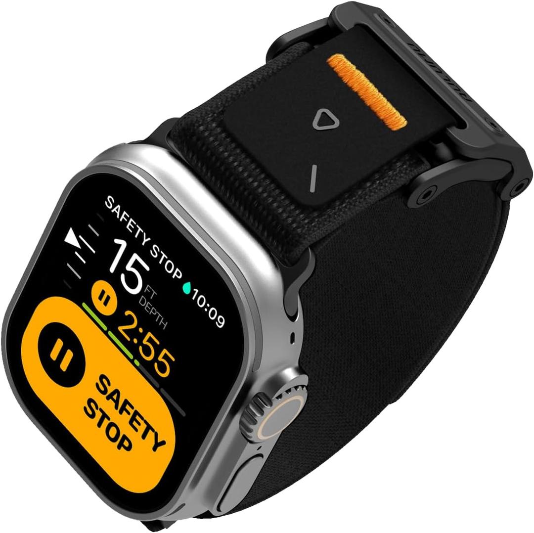 Aulumu A11 Mag Buckle Slim Band Designed for Apple Watch Band | for Apple Watch Ultra 2/Apple Watch Ultra 49mm, Series 10/9/8/SE2/7/6/SE/5/4 46mm/45mm/44mm | Stainless Steel Magnetic Clasp Band (Cool Black)