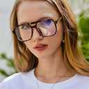 FEISEDY Blue Light Blocking Glasses Fake Nerd Clear Square Computer Lightweight Pilot Glasses Frame Oversized B2866