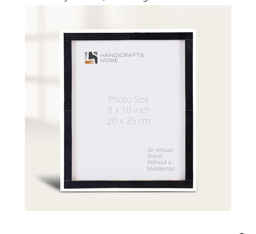 Handicrafts Home 8 by 10 Black Picture Frame, Handmade Frame For Boho Chic Home Decor, Desk, Wall Decor, Tabletop & Wall, Ideal for Living Room, Office Family Photos, Wedding & Gift