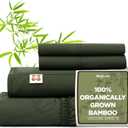 Bedsure 100% Organically Grown Bamboo Viscose Sheets - 18 Inches Deep Pocket Sheets with Elastic Corner, King Size Sheets Set, Ultra-Soft, Silky & Cooling Bedsheets, Oeko-Tex, 4 Pieces, Olive Green