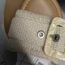 Raffia Buckle Slide Sandals, Size 6 1/4