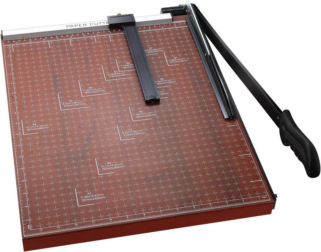Paper Cutter Heavy Duty 18" Cut Length Professional Large Paper Cutter 12-Sheet Capacity Guillotine Paper Cutter for Cardstock, Safety, Efficience, Wide Use for Office, School, Home (A2-A7) (Red)