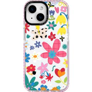 for iPhone 15 Case, Whimsical Floral Collage Pattern, Military-Grade Drop Protection, Cute Soft Slim TPU Protective Cover with Camera Lens Protection for Women & Girls