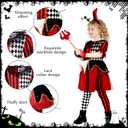 Girls Clown Costume Kids, Halloween Killer Clown Costume, Scary Evil Dress Up for Kids 3 4 5 6 7 8 Years