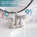 Bathroom Faucet with Pull Out Sprayer, 4 Inch Centerset 3 Hole Pull Out Bathroom Sink Faucet, with Pop Up Drain and Supply Hoses, Brushed Nickel