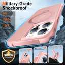 HuwaiH 360 Rotatable Magnetic Ring Stand for iPhone 14 pro max Case, Compatible with MagSafe, Military-Grade Shockproof, Anti-Scratch Matte Translucent Phone Case for iPhone 14 pro max(Pink)