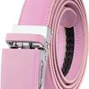 Falari Automatic Ratchet Buckle Leather Belt for Women Boys Girls 1 Inch Wide Trim to Fit (Pink)