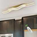 Gold Modern Light Fixture Flush Mount Led Ceiling Lights Dimmable Close to Ceiling Light Fixture with Remote Modern Dining Room Light Fixture for Hallway, Entrance,Porch, Passage Light Fixtures