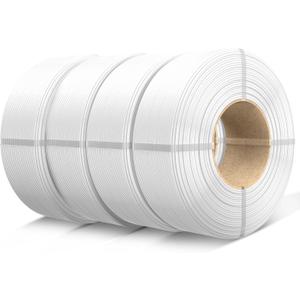 SUNLU Refill PETG Filament 1.75mm, PETG Refill 3D Printer Filament, Suitable for Bambu Lab Filament and SUNLU Reusable spools, Dimensional Accuracy +/- 0.02 mm, 1kg per Spool, 4 Pack, 4 White