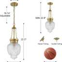 Vintage Antique Brass Pendant Light, Textured Glass Island Light Fixture, 7.9"