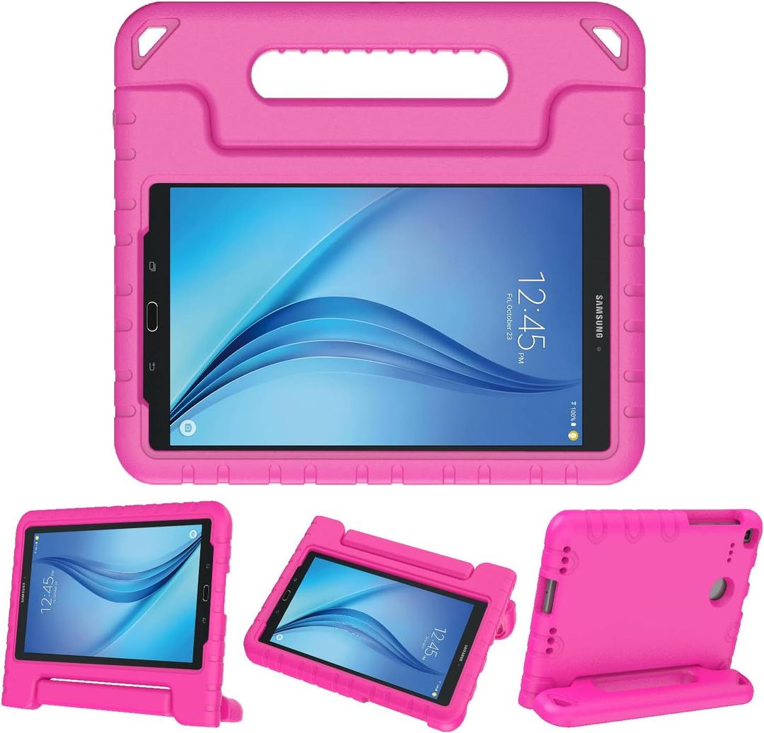 BMOUO Kids Case for Samsung Galaxy Tab E 8.0 inch - EVA Shockproof, Lightweight, Super Protection Cover with Handle & Stand for Kids - Rose