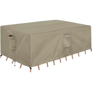 OutdoorLines Outdoor Waterproof Patio Table Furniture Set Covers - Rectangle Couch Sectional Cover Outside Weatherproof Patio Furniture Covering for Deck, Lawn and Backyard 90"L x 64"W x 28"H, Camel