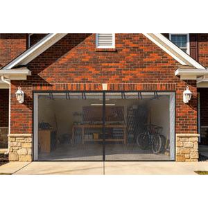 Garage Screen Doors, 9×8FT for 1 Car Garage, Heavy Duty Fiberglass | Durable Magnetic Retractable Hands Free Garage Door Screen with 4 Roll Up Straps, for Patio, Workshop, Home Gym & Sun Room