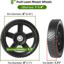 AR-PRO (2-Pack) Replacement 8" Push Lawn Mower Wheels - Universal 8" Lawn Mower Wheels with 1-1/4" Width Hub and 1/2" Bearings - Fit for Standard Lawn Mowers, Pressure Washers, Generators and More