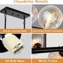 Dining Room Chandelier 70 Inch Modern Linear Chandelier 22 Lights Clear Glass Globe Pendant Light Sputnik Light Fixture for Kitchen Island, Living Room, Farmhouse