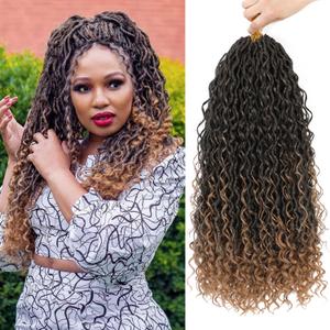 8 Packs Goddess Faux Locs Crochet Hair for Black Women, Goddess Locs Crochet Hair, Boho Style Locs, River Hair with Curly Ends (18Inch, T27#, 8Packs)