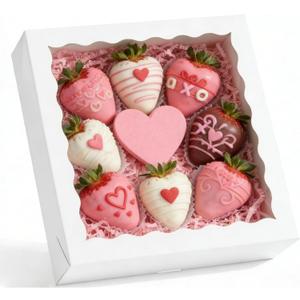 20 Pcs Pie Boxes 10x10x2.5 Inch Bakery Boxes with Window Cookie Box Treat Box for Pastry Strawberries Chocolate Truffle Donuts (White)