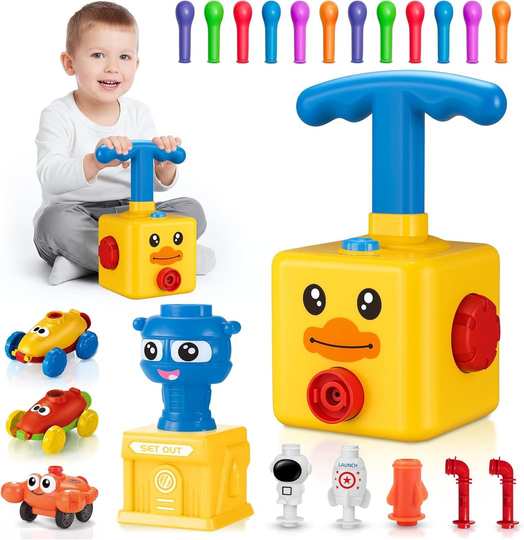 Balloon Car Toy Pump Set for Kids  Ideal Holiday Gift Toy Power Launcher, Balloon Launcher Toys for Kids (Yellow Duck)