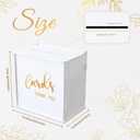 White Wedding Card Box with Slot, PVC Gift Card Box Holder for Wedding Reception, Gold Print Money Envelope Card Box for Party Graduation Birthday Baby Shower Decorations