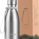 koodee 12 oz Water Bottle for Kids, Stainless Steel Double Wall Vacuum Insulated Sports Bottle Cola Shape Leak-Proof Flask (Silver)