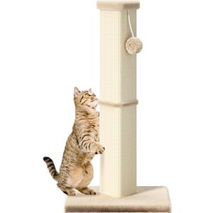 Cat Scratching Post, 32 Inch Tall Scratching Post for Indoor with 5 Inch Diameter Posts and Ball Cat Scratcher for Medium and Large Cats (Yellow)
