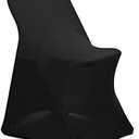 10 pcs Black Spandex Folding Chair Covers for Wedding, Party, and Banquet