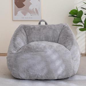 HIGOGOGO Bean Bag Chair for Adults Kids with Armrests - Fluffy Lazy Sofa with Handle Soft Stuffed Filler - Comfy Cozy Floor Sofa with Pocket Accent Chair for Living Room, Bedroom, Dorm (Grey) (Standard)