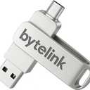 Dual USB-C and USB-A Flash Drive, USB 3.2 Gen 1, 130MB/s, Metal Case, for iPhone 17, Photo and Video Backup