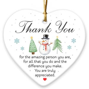 Thank You Christmas Ornaments 2025, Retirement Gifts for Women and Men, Ceramic Ornaments for Inspirational Christmas Decorations, Thank You Gifts for Friends, Nurses, Moms, Teachers