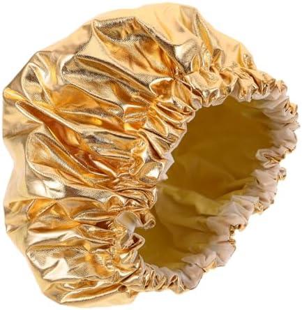 Extra Large Shower Cap for Women Double Layer Hair Protection Comfortable and Reusable Bathing Cap for Long Hair Care and Daily Use Elastic Edge Design for Spa and Home, 4Pack