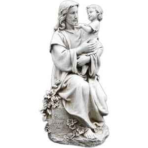 Avalon Gallery Garden Statue - Stone Resin Indoor/Outdoor Catholic Sculpture, 20" Tall, Jesus with Child (Multicolor)