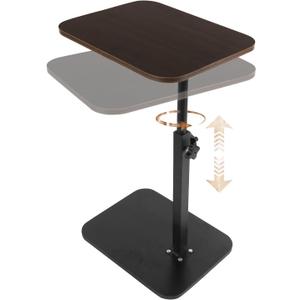 TV Tray Table 360° Swivel Adjustable Height C Table End Table for Small Spaces, Couch Tables C Shaped Side Tables for Living Room, Bedroom, Sofa Tray Table for Eating(Walnut Brown)