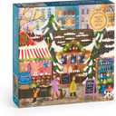 Galison Merry Market  1000 Piece Foil Joy Laforme Jigsaw Puzzle Featuring Merry and Festive Outdoor Market for The Holidays with Gold Foil Accents