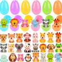 24 Pack Easter Eggs Fillers with Animal Squishy Toys Inside Toddler Easter Basket Stuffers Easter Egg Hunt Easter Party Favors for Kids