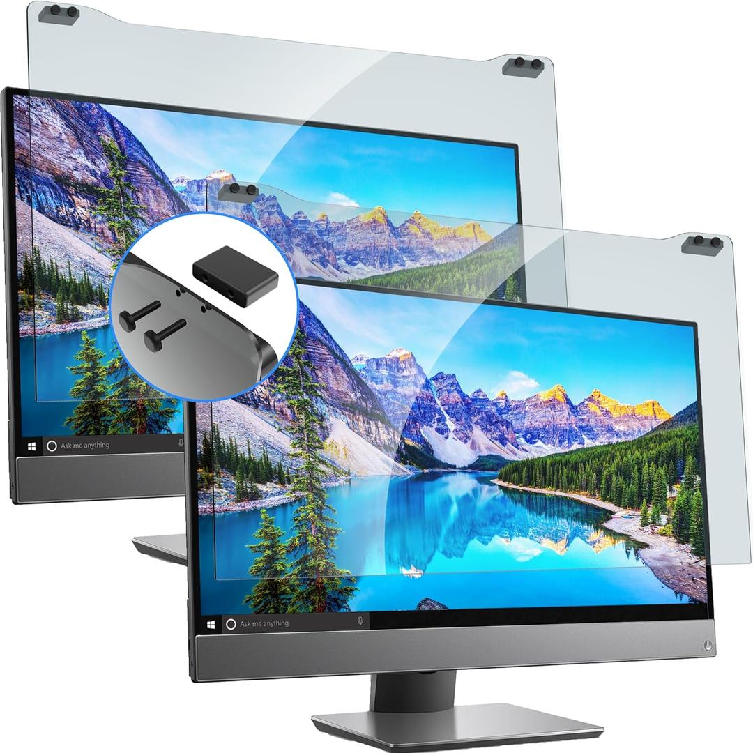 ZYY 2 Pack 23-24 Inch Computer Screen Blue Light Blocker for Diagonal 23,23.6,23.8,24 Inch Monitor, UV Blocking Filter(21 1/4x13 3/8) for Eye Strain, Hanging Anti Blue Light Screen Protector