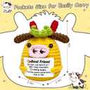 6 x Best Friend Birthday Gifts for Women - Gifts for a Friend Moving Away Gift for Women Graduation, Work, Retirement, Leaving Present for Men, Positive Cow Crochet Emotional Support