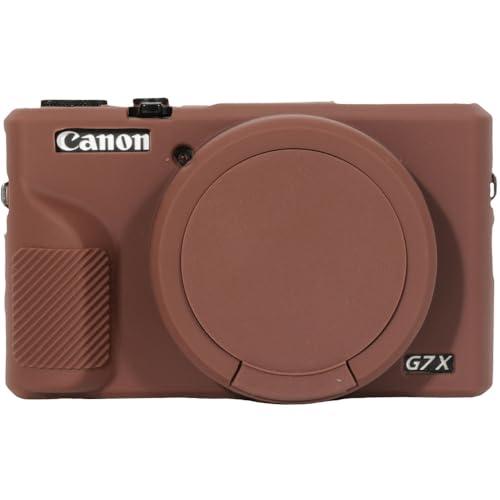 AEXUTDA Case for Canon Powershot G7X Mark III Digital Camera, G7X Mark iii Camera Silicone Case, Anti-Scratch Slim Fit Soft Skin, G7X Mark 3 Accessories with Detachable Lens Cover - Brown