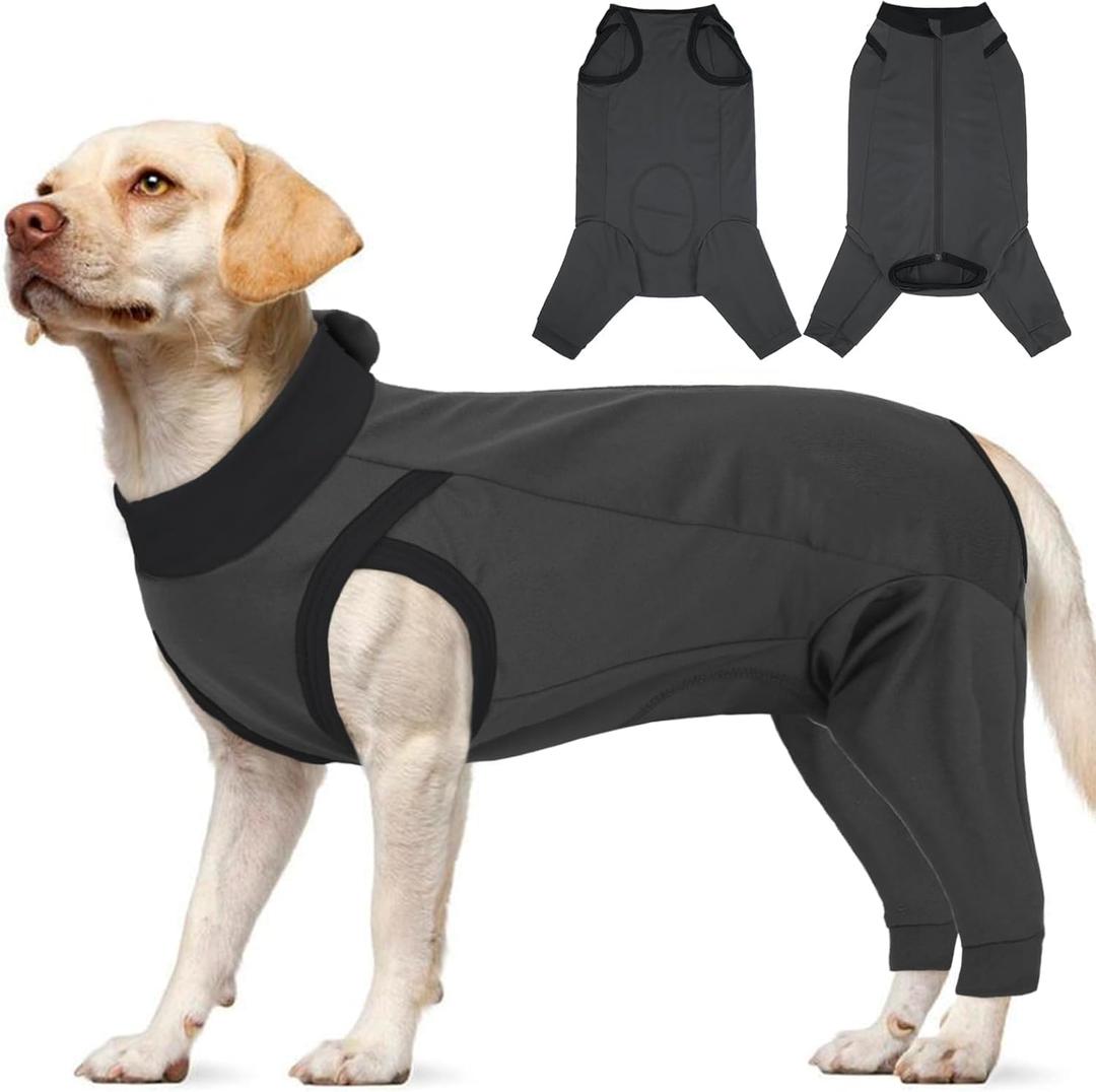 T'CHAQUE Dog Surgery Suit for Dogs After Surgery, Dog Onesie for Spay Surgery Female, Anti Licking Rear Leg Sleeve, Bodysuit for Abdominal Wounds Skin Disease,Substitute E-Collar & Cone, Gray, XL