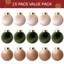 JOYIN 15 Pcs Christmas Velvet Ball Ornaments Set, 2.36'' Green Brown Neutral Tree Hanging Christmas Decorations, Xmas Shatterproof Indoor Decor for Tree Wreath Holidays Wedding Party