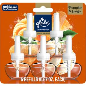Glade PlugIns Refills Air Freshener, Pumpkin & Ginger, Scented and Essential Oils for Home and Bathroom, 0.67 Fl Oz, 5 Count