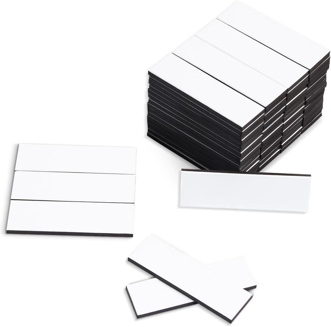 60Pcs of Baseball Lineup Board Magnets 0.5 x 1.6 inch, Strong Magnetic, Repeatable 0.08 Thickness for Coaching Boards, Secure and Reusable Name Tag Magnets for Coaches Clipboard (60, 0.5 * 1.6in)
