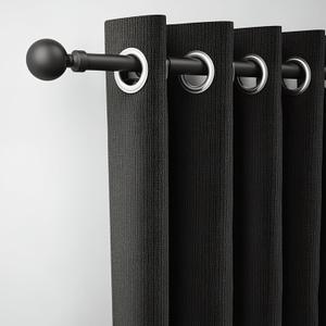 ROTHLEY Curtain Rods for Windows 48 to 84 Inch Black Curtains Rods 1 Inch Diameter Decorative Curtain Rod Adjustable Drapery Rod Heavy Duty Window Poles for Curtains With Klick Fit Brackets-Orb Finial