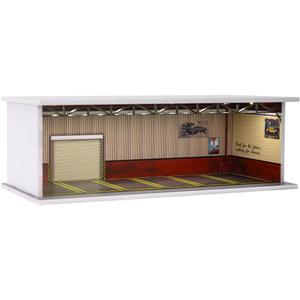 1/64 Scale Hot die-cast Wheels Model car scenarios Display case with LED Light and Acrylic Cover, Scenes Parking lot Diorama Storage Garage Box with 6 Parking Spaces (Red Line)