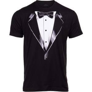 Tuxedo T-Shirt | Classic Party Humor Vintage Funny Tux Tee Joke Concert Festival Shirt for Men Women (Medium, Black)