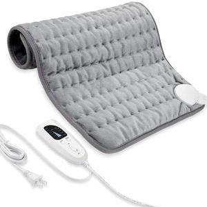 Heating pad Electric Heat Pad for Back Neck Shoulder Knee Arms Legs- Electric Heat Pads with 6 Heat Settings -Auto Shut Off (24x20, Silver Gray)