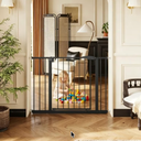 Extra Wide Baby Gate with Door 70-85.7 Inch Pressure Mounted, Auto Close Child Baby Gates for Doorways No Drill, Walk Through Dog Gate Indoor for The House, Grey 