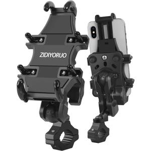 Motorcycle ATV Phone Holder, Aluminum Heavy Duty Phone Mount for Motorcycle Universal 7/8"-9/8" Handlebars, Fit for All iPhone 14 13 12 Pro Max Android Samsung Smart Devices
