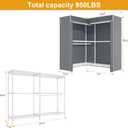 ULIFHOME E15C Pro Garment Rack L Shaped Clothes Rack for Corner，Freestanding Clothing Racks for Hanging Clothes，Heavy Duty Closet System 48.8"W x 15.8"D x 78.4"H，White Rack with Grey Dustproof Cover