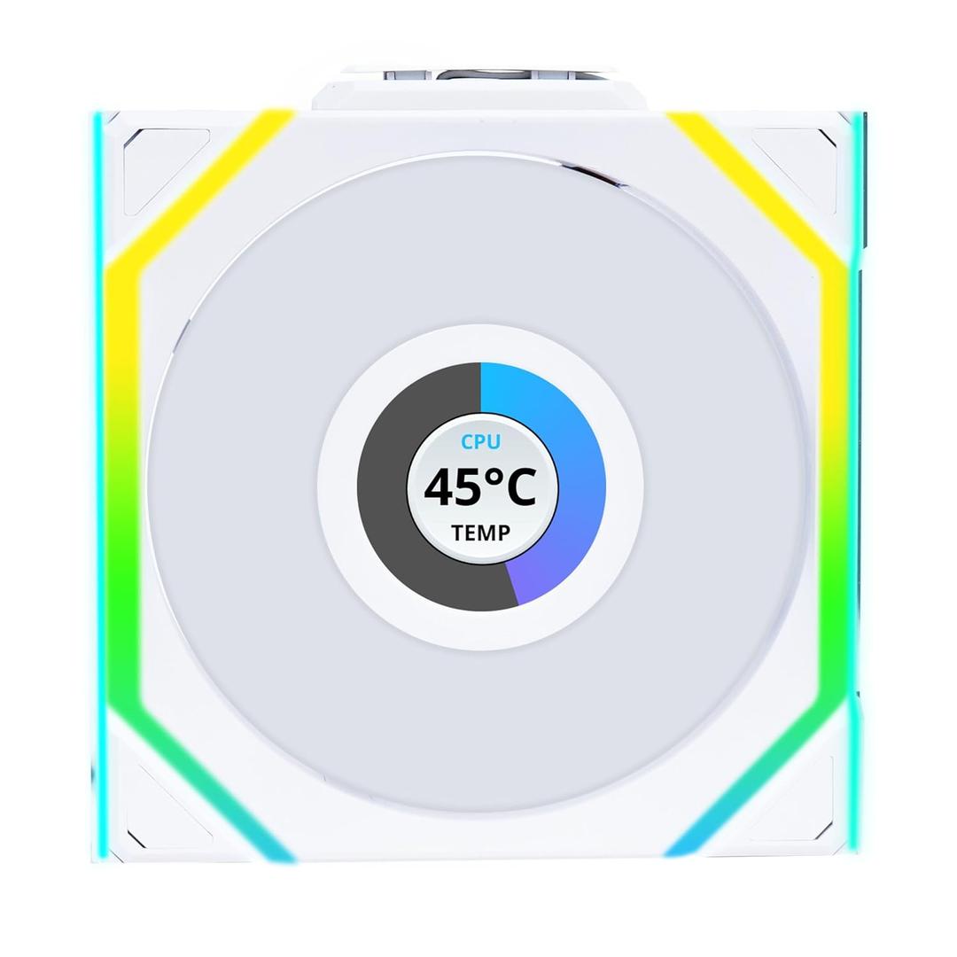 Lian Li UNI FAN SL Wireless LCD PC Fan 120mm RGB  Reverse Blade Gaming PC Fan White | PWM Fan - 40 ARGB LEDs - up to 1,900 RPM - Slot-in System - High Airflow - Low Vibration - Quiet